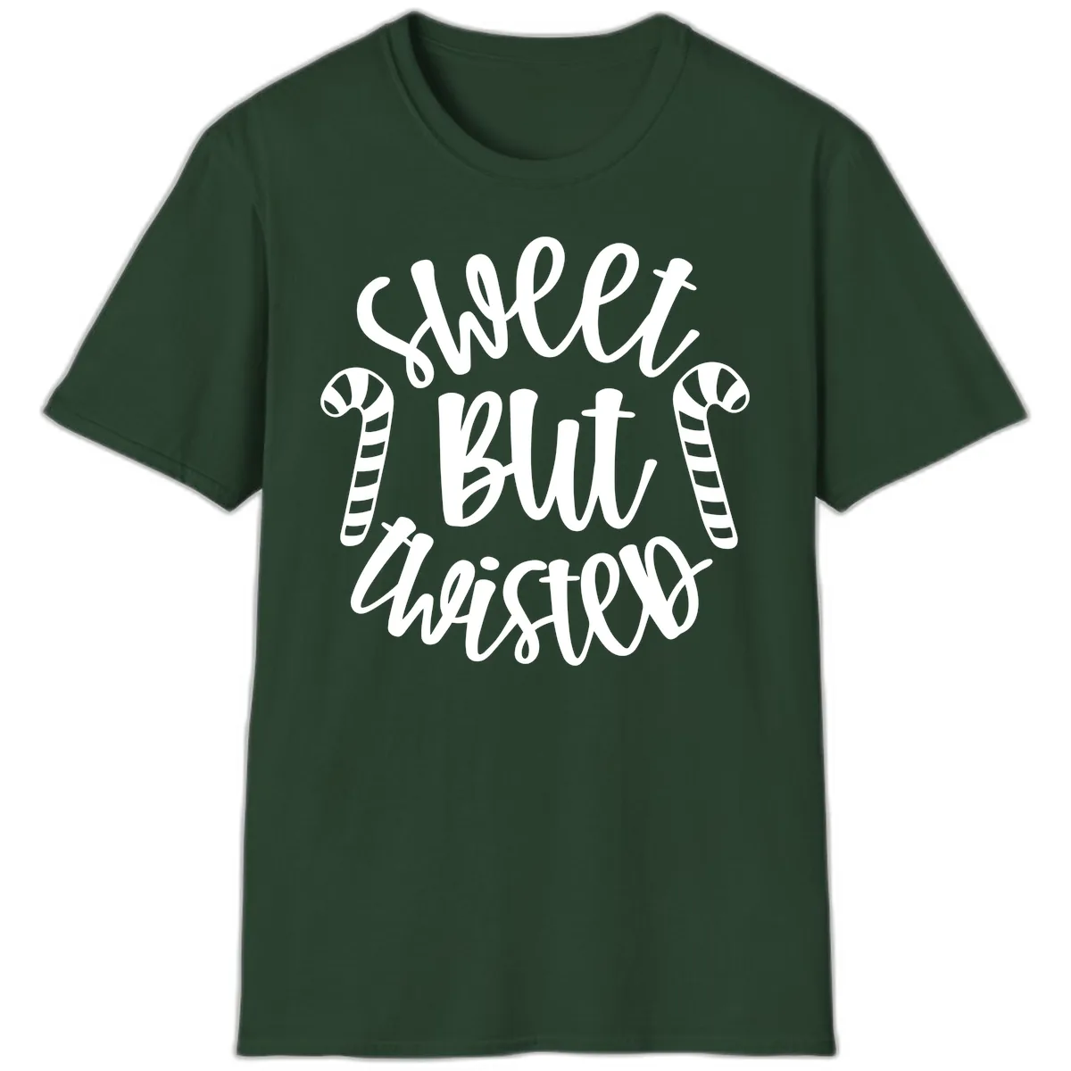 Sweet But Twisted Candy Cane T-Shirt in Forest Green