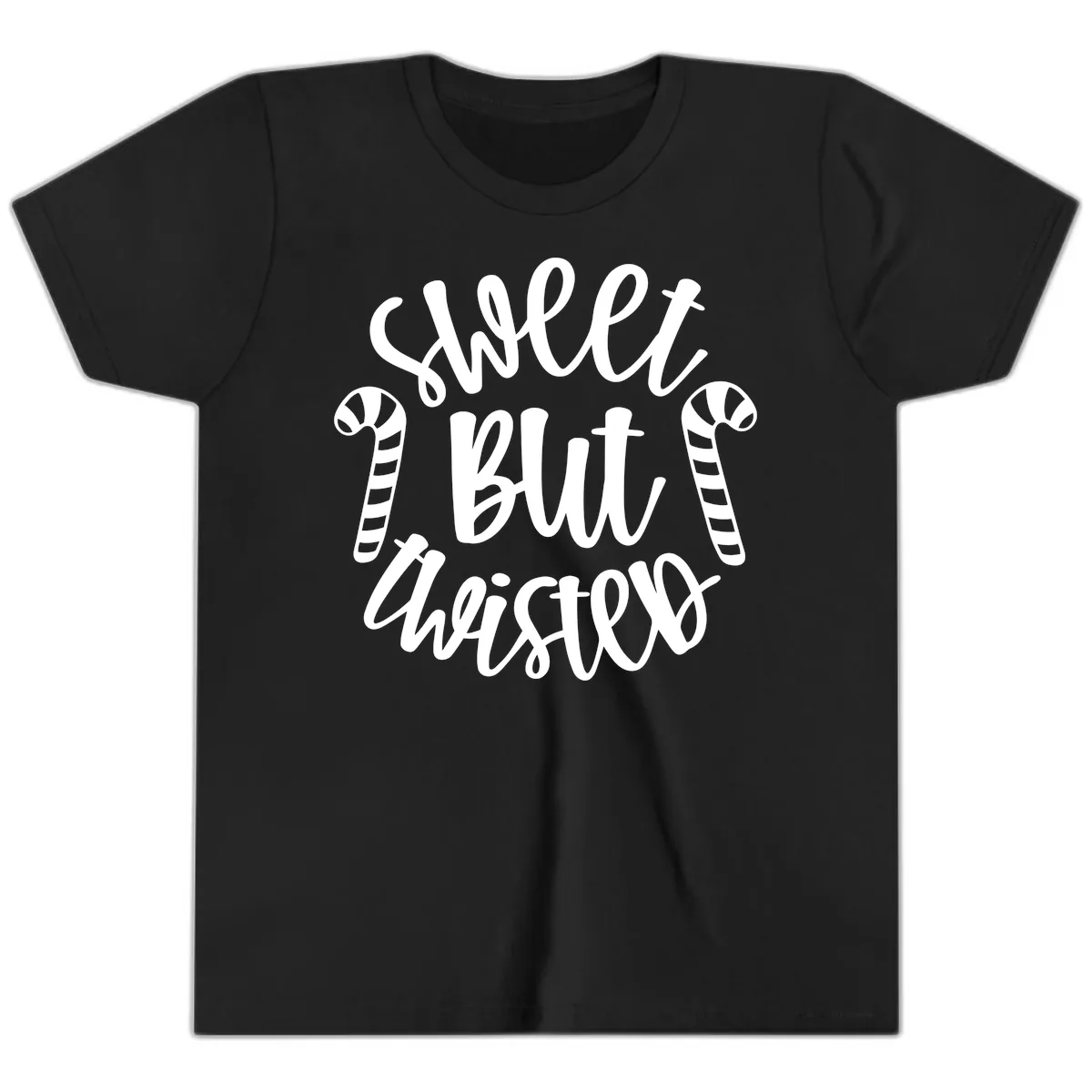 Sweet But Twisted Candy Cane Youth T-Shirt in Black