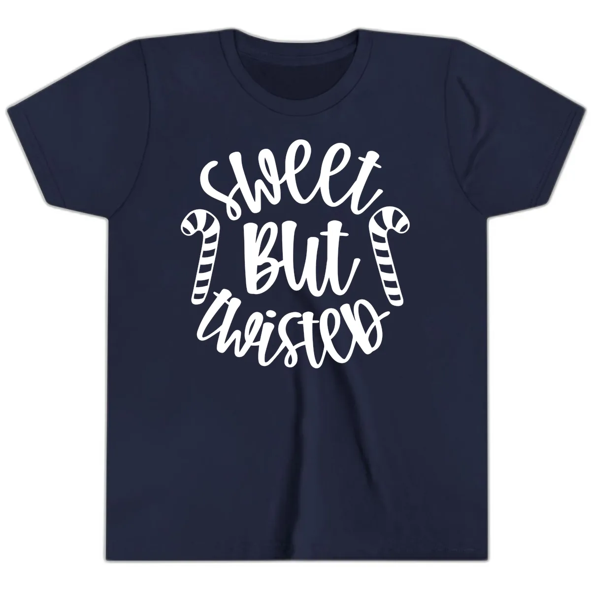 Sweet But Twisted Candy Cane Youth T-Shirt in Navy