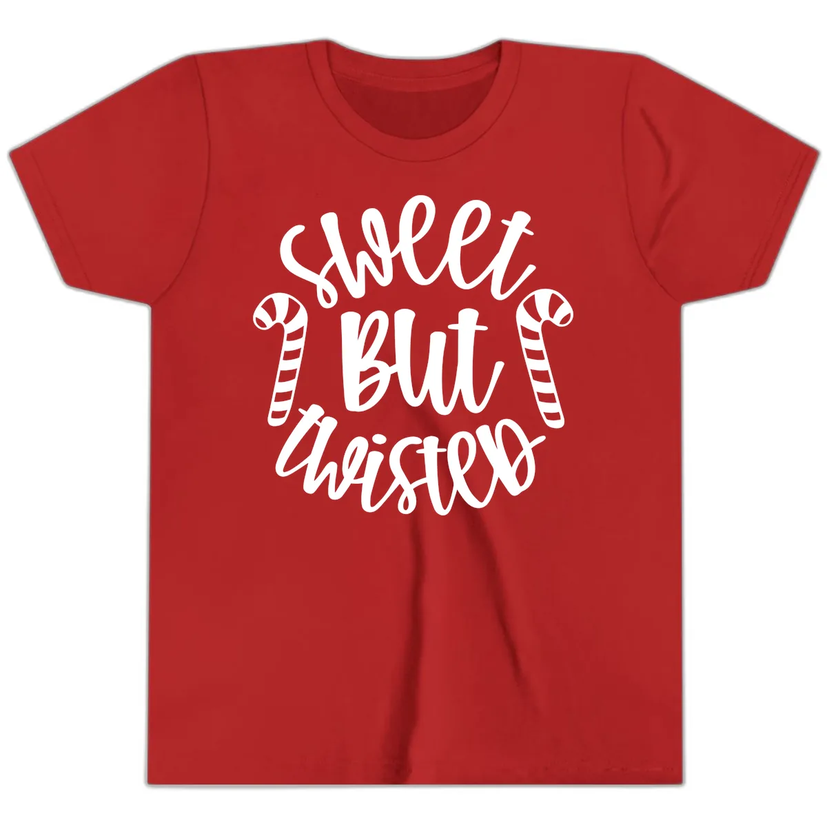Sweet But Twisted Candy Cane Youth T-Shirt in Red