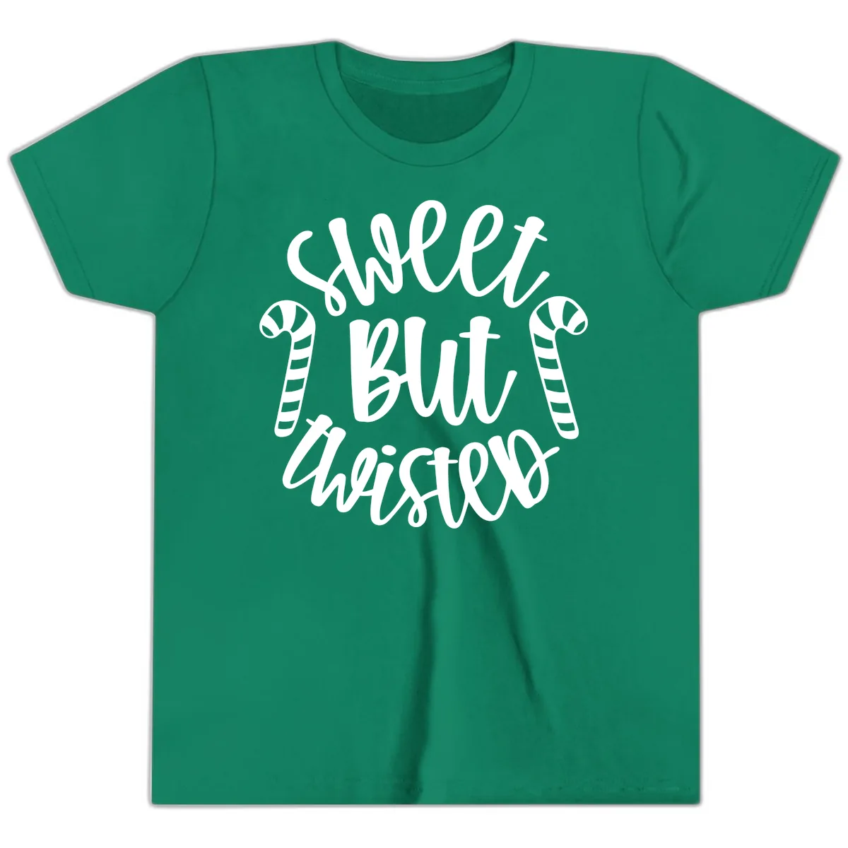 Sweet But Twisted Candy Cane Youth T-Shirt in Kelly