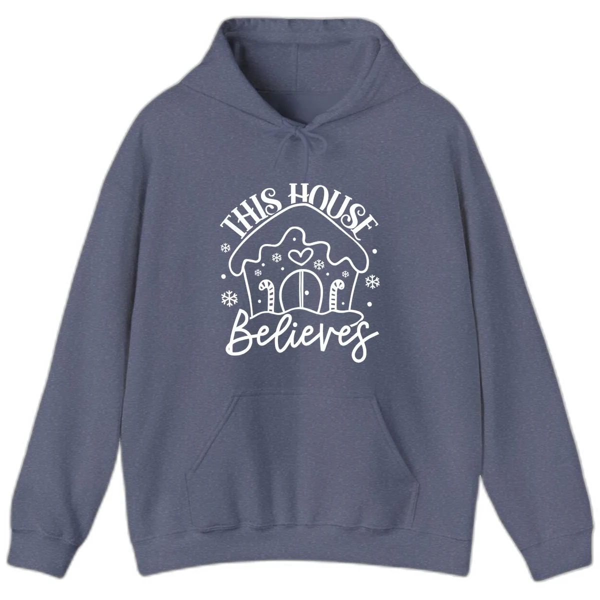 This House Believes Gingerbread Design Hoodie in Heather Navy