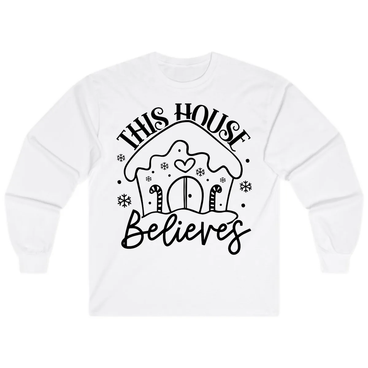 This House Believes Gingerbread Design Long Sleeve in White