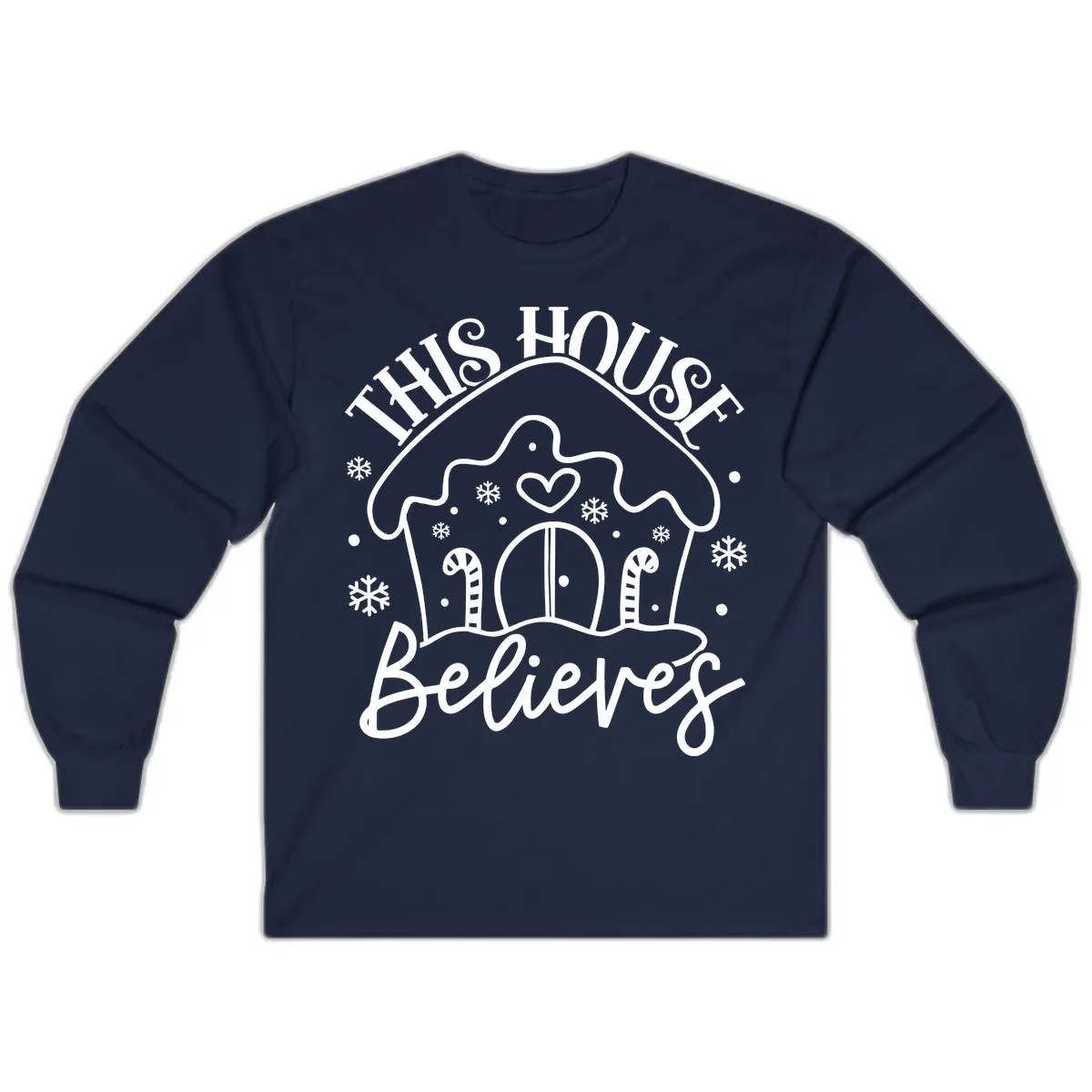 This House Believes Gingerbread Design Long Sleeve in Navy