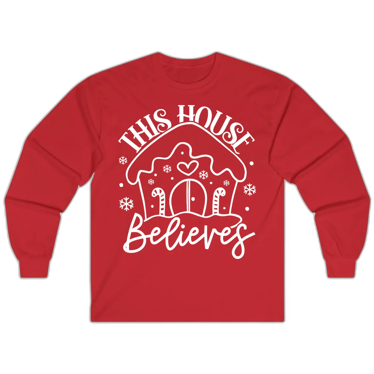 This House Believes Gingerbread Design Long Sleeve in Red