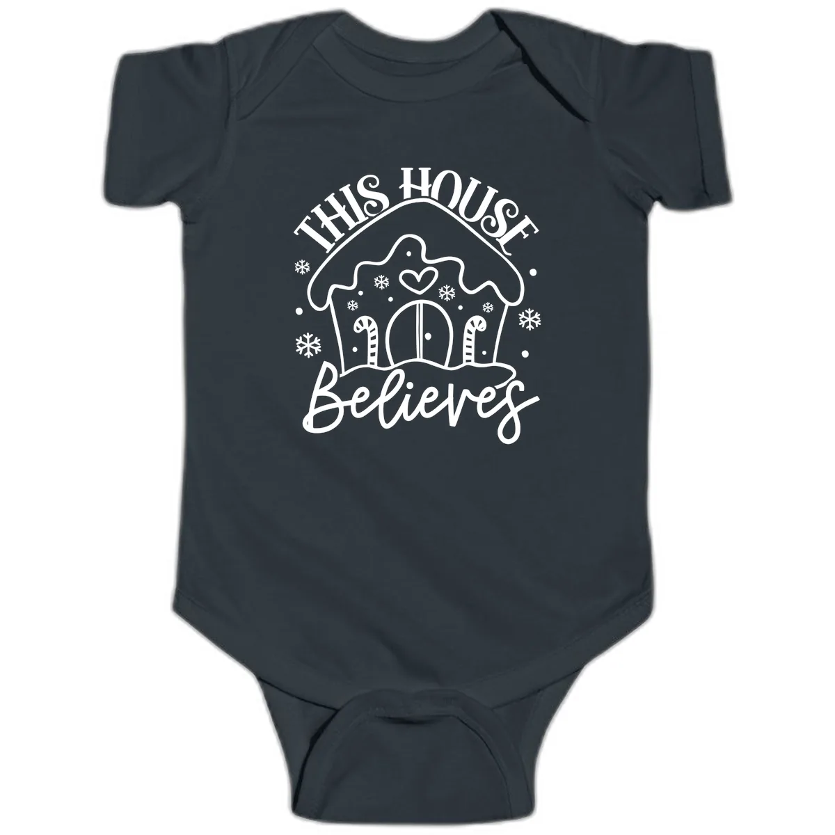 This House Believes Gingerbread Design Baby Onesie in Black