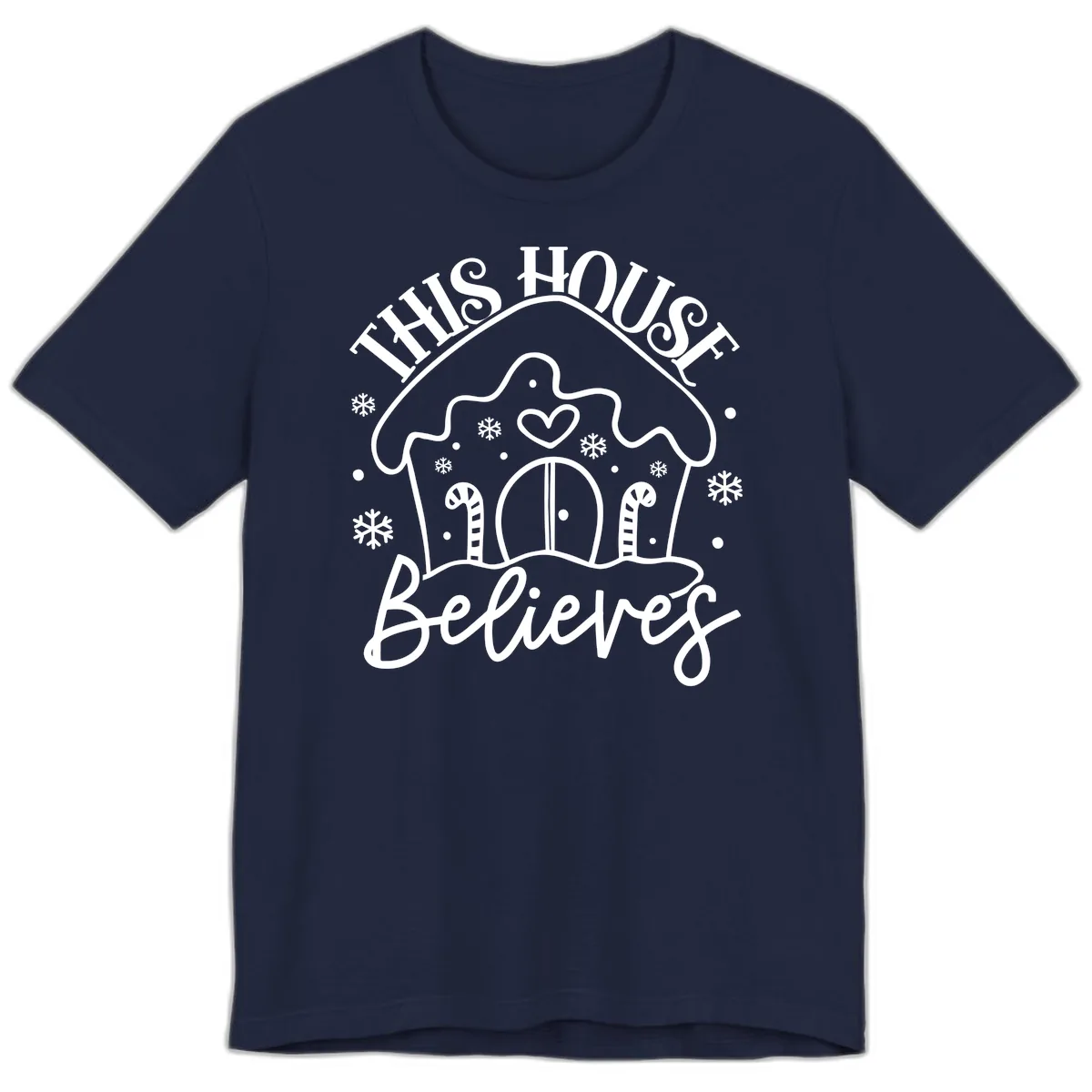 This House Believes Gingerbread Design Premium T-Shirt in Navy