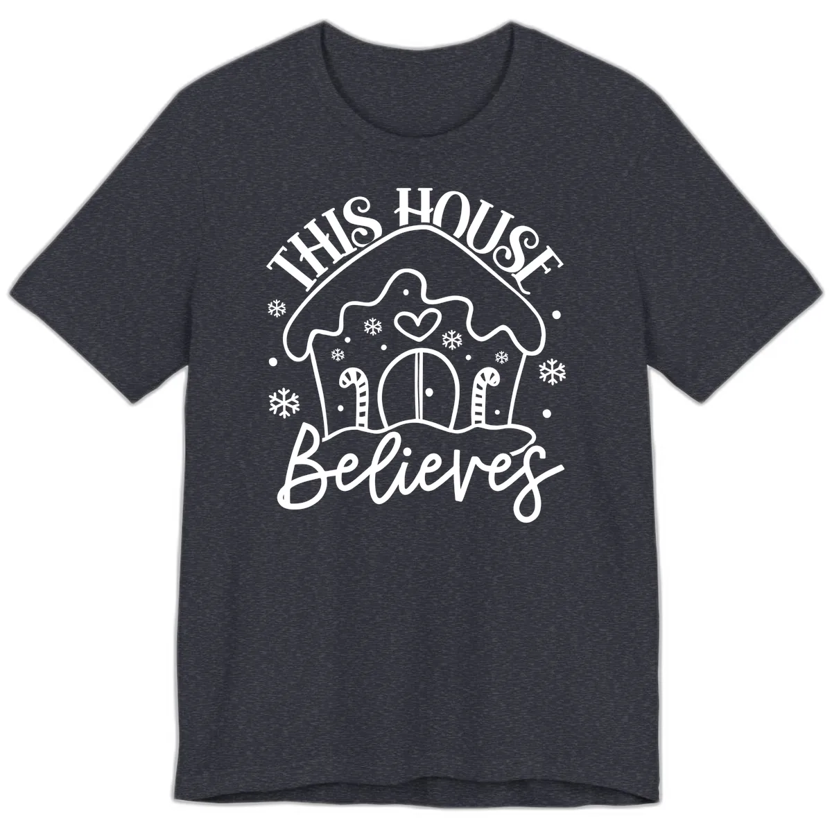 This House Believes Gingerbread Design Premium T-Shirt in Heather Navy