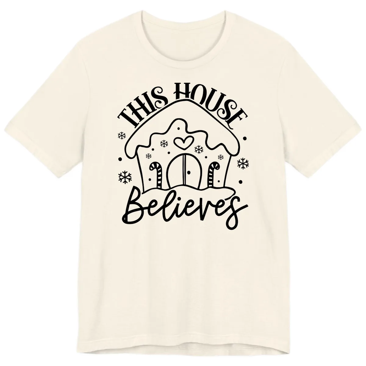 This House Believes Gingerbread Design Premium T-Shirt in Natural