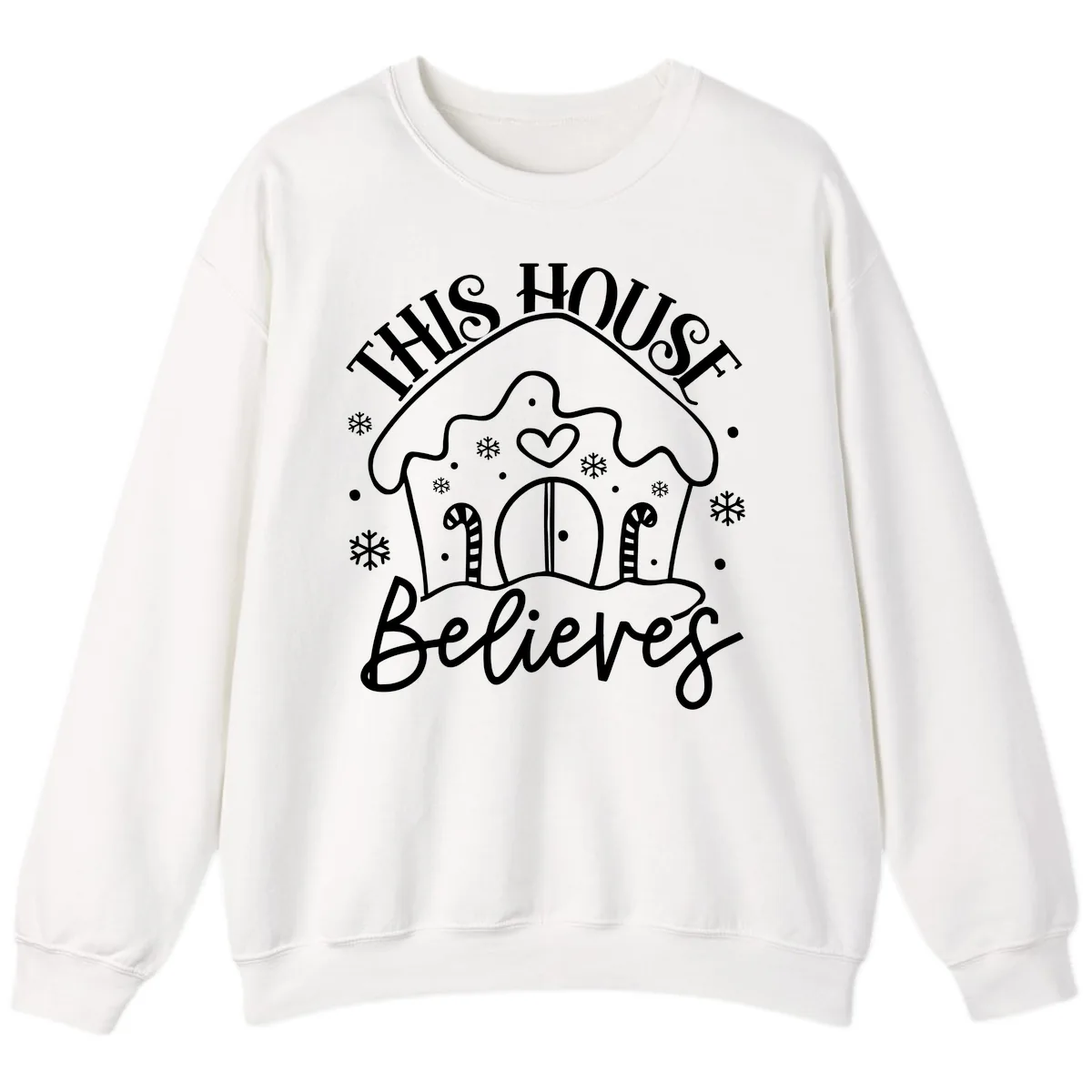 This House Believes Gingerbread Design Sweatshirt in White