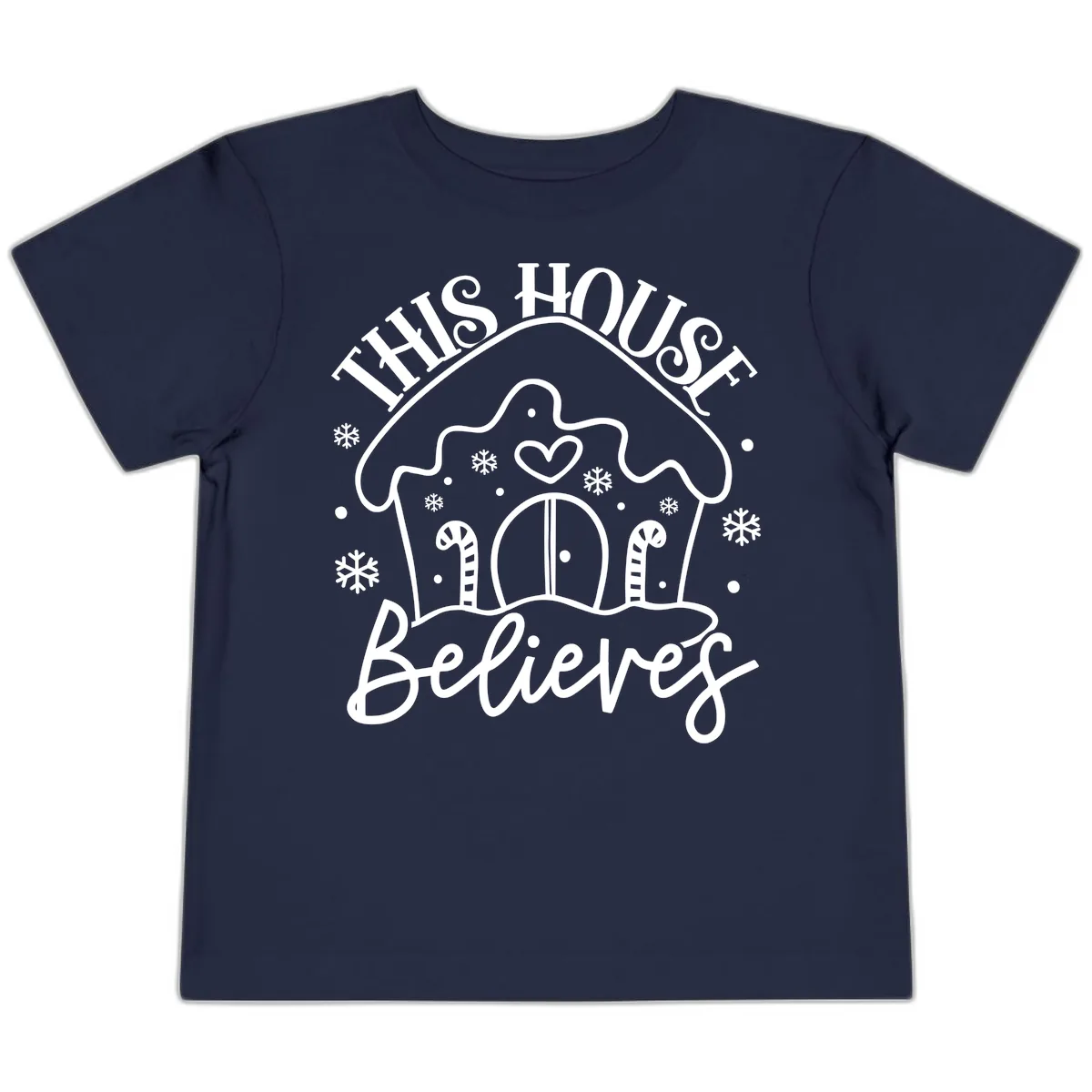 This House Believes Gingerbread Design Toddler T-Shirt in Navy