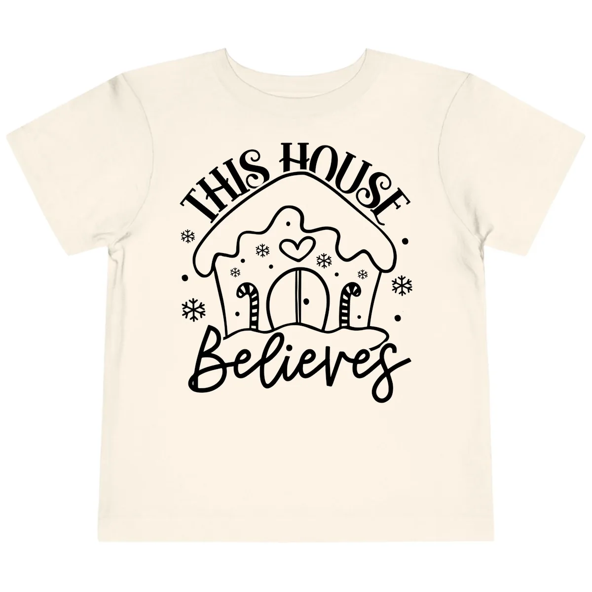 This House Believes Gingerbread Design Toddler T-Shirt in Natural
