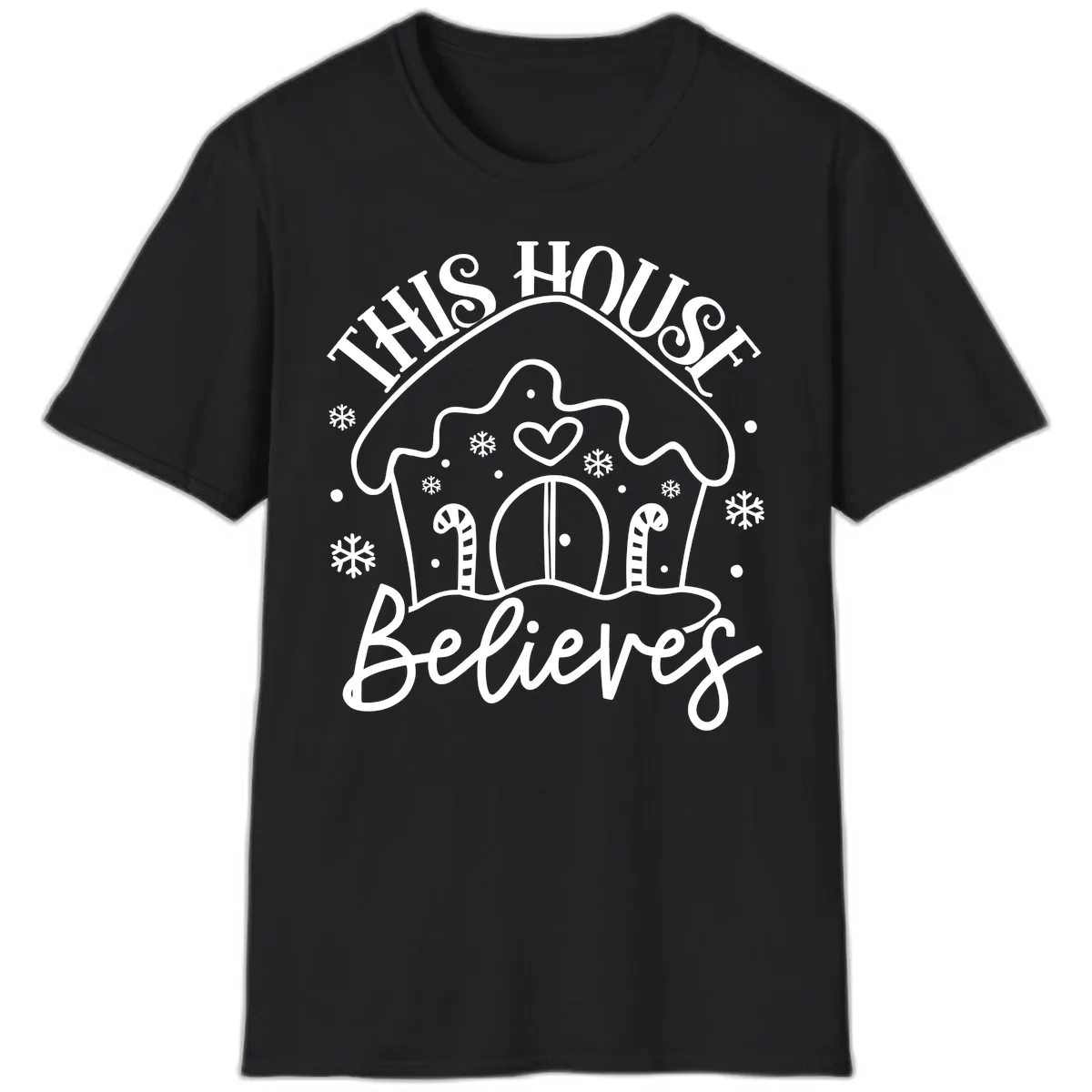 This House Believes Gingerbread Design T-Shirt in Black