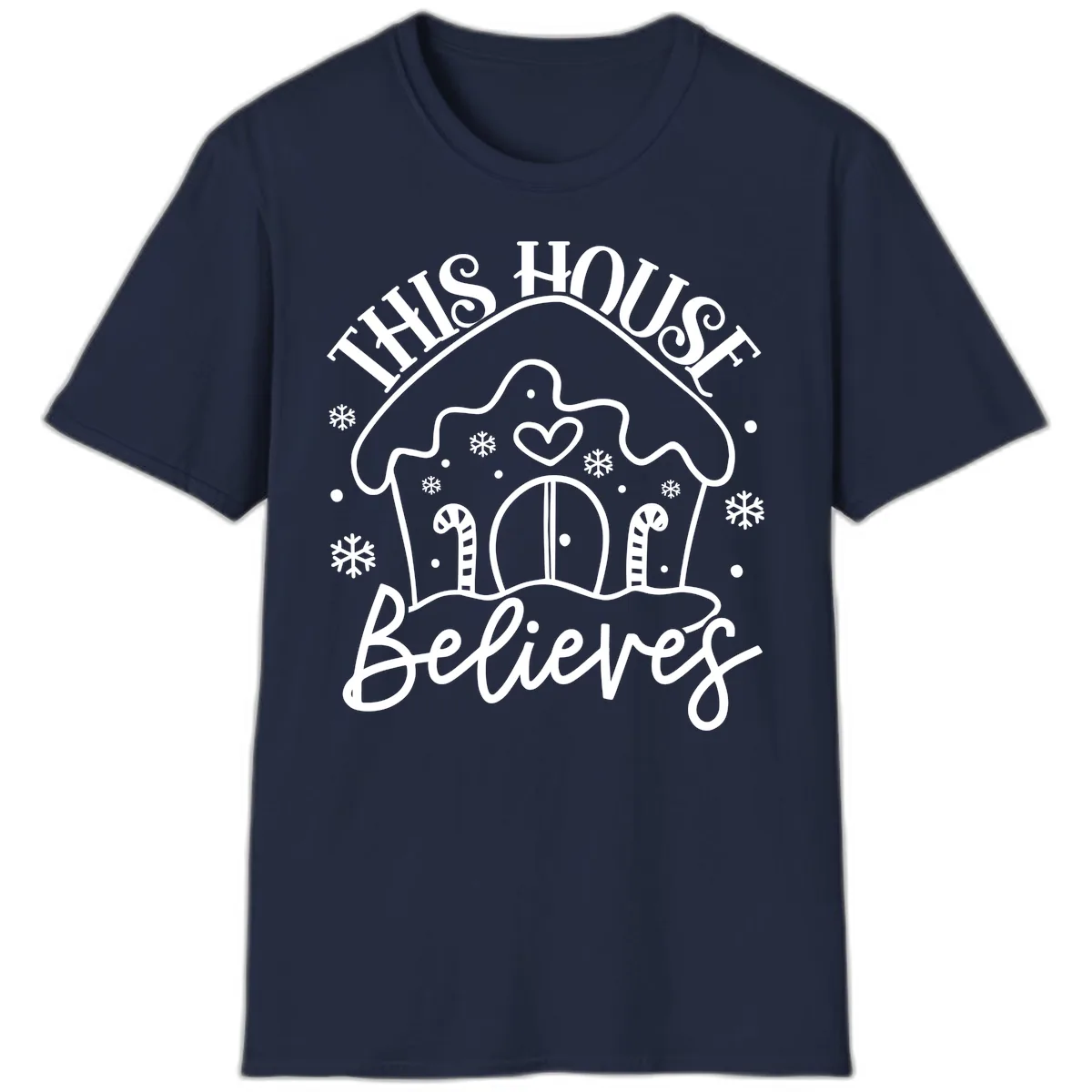 This House Believes Gingerbread Design T-Shirt in Navy