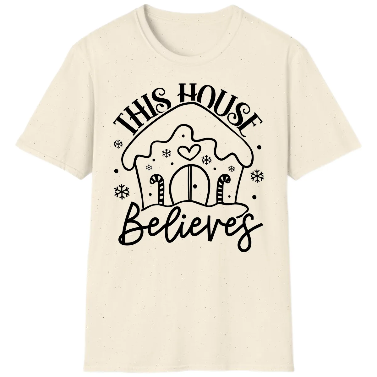 This House Believes Gingerbread Design T-Shirt in Natural