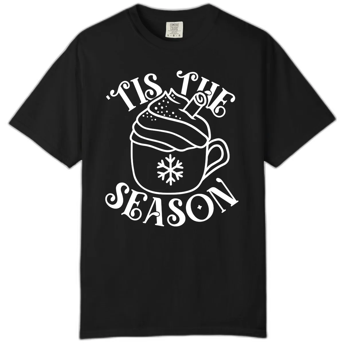Tis The Season Hot Cocoa Mug Comfort Color in Black