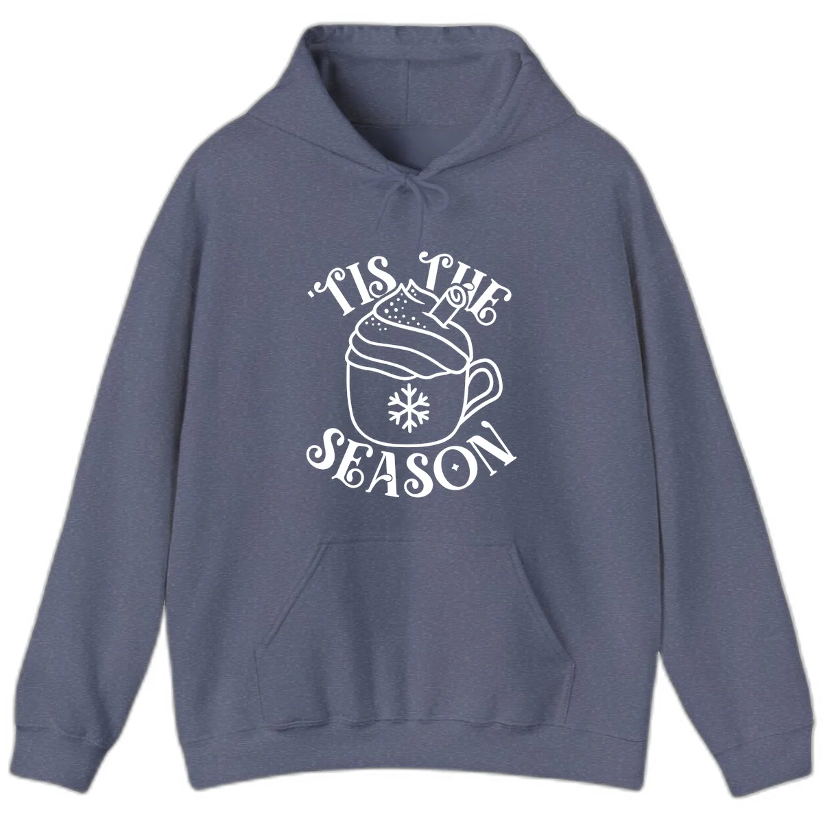 Tis The Season Hot Cocoa Mug Hoodie in Heather Navy