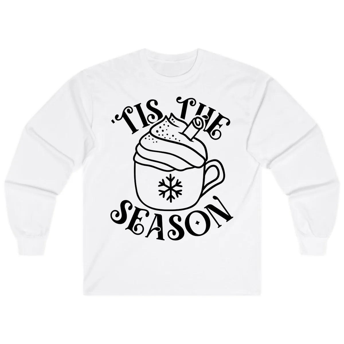 Tis The Season Hot Cocoa Mug Long Sleeve in White