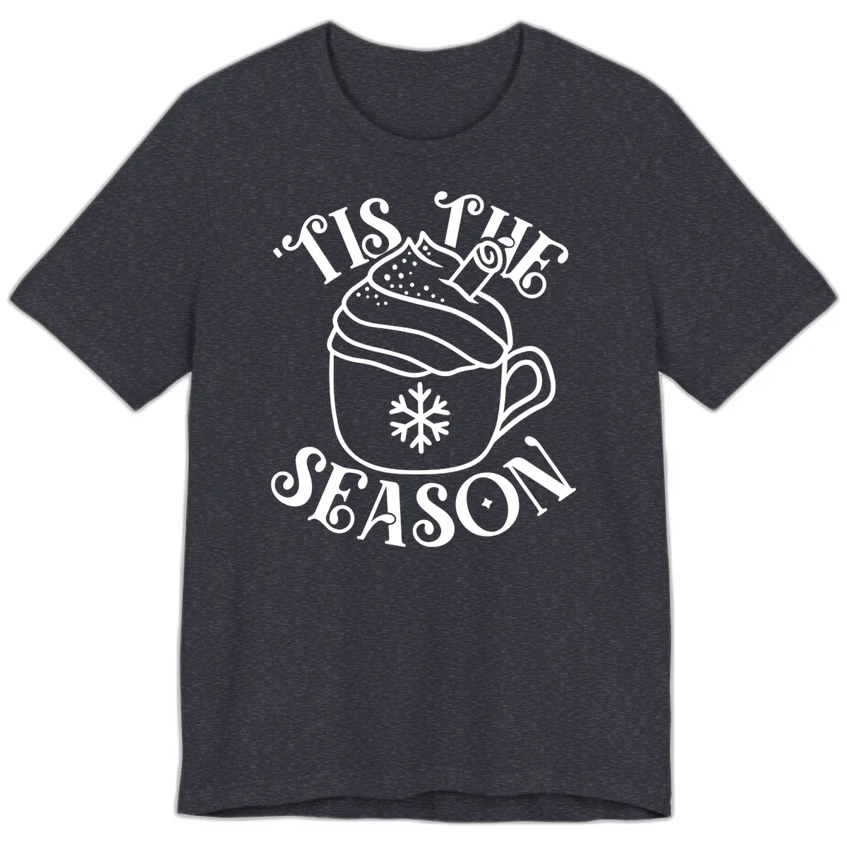 Tis The Season Hot Cocoa Mug Premium T-Shirt in Heather Navy