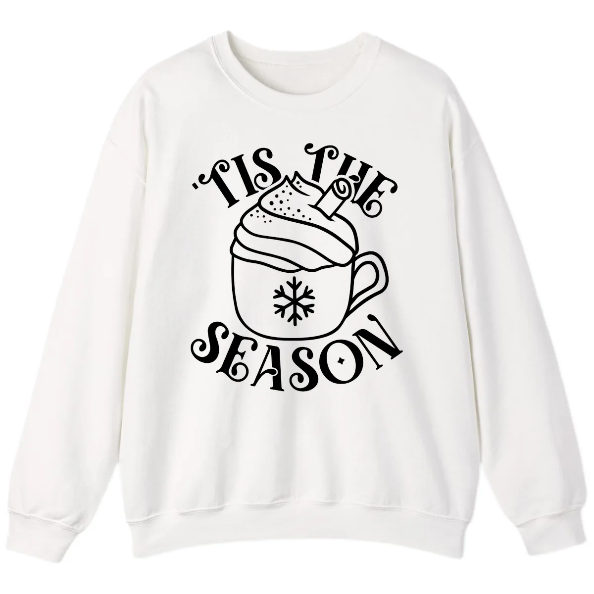 Tis The Season Hot Cocoa Mug Sweatshirt in White