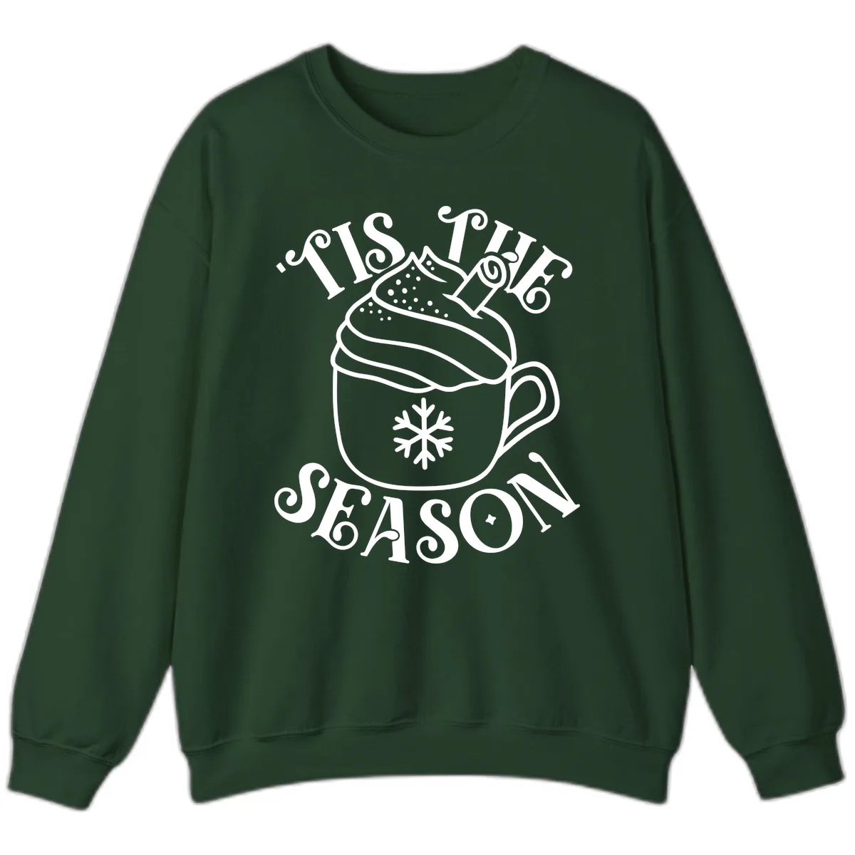 Tis The Season Hot Cocoa Mug Sweatshirt in Forest Green