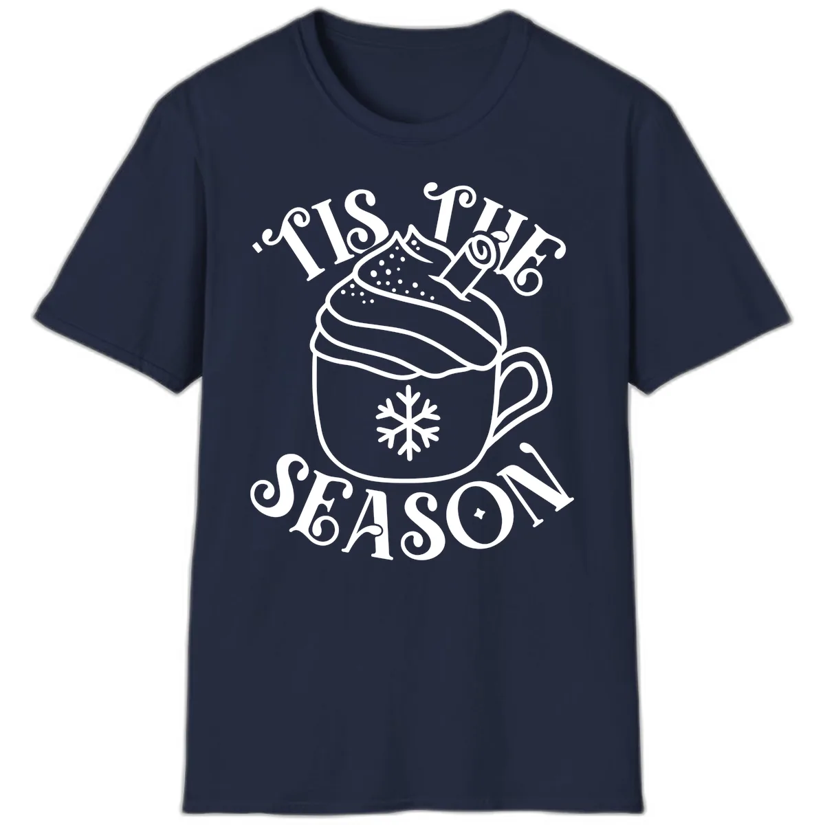 Tis The Season Hot Cocoa Mug T-Shirt in Navy