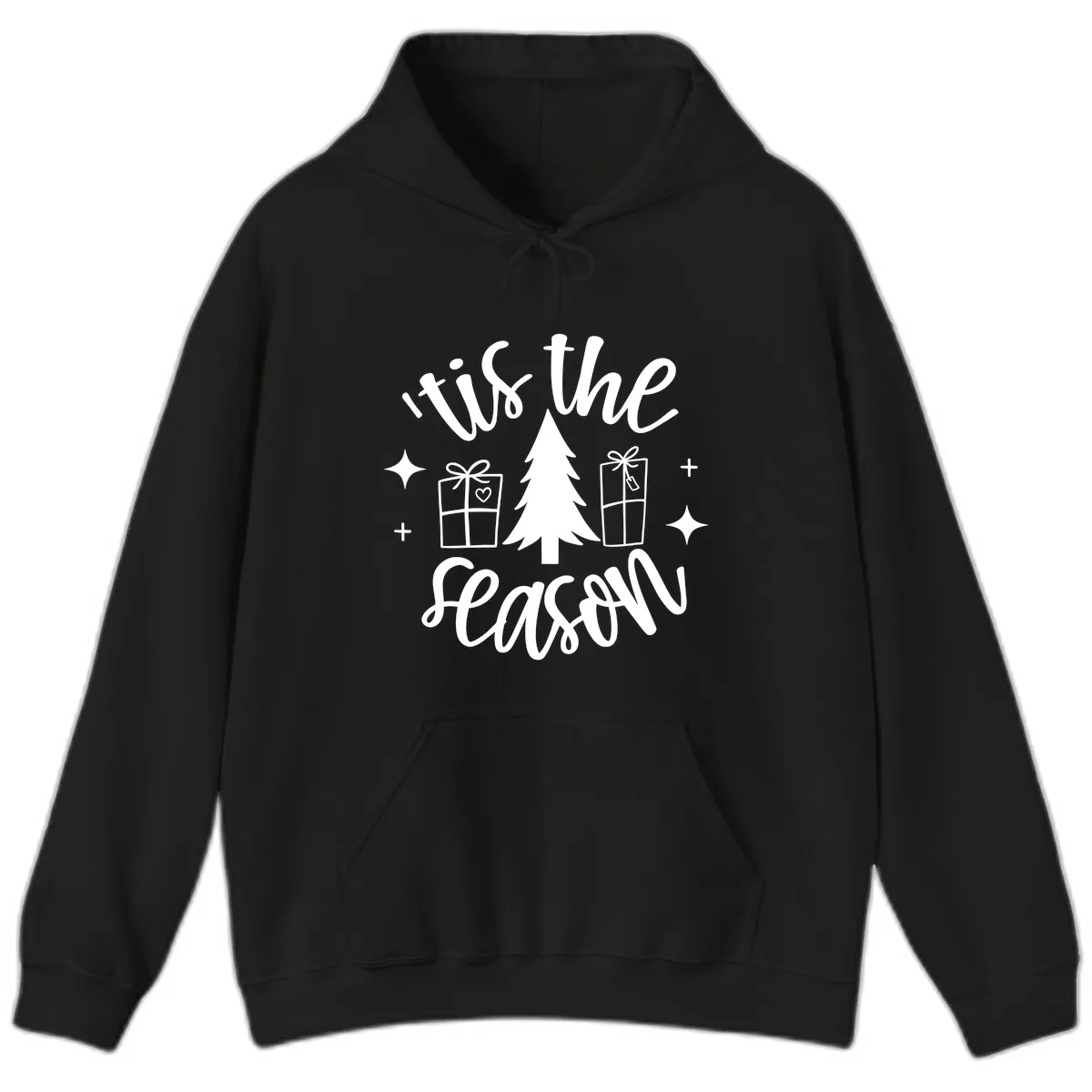 Tis The Season Holiday Gifts Hoodie in Black