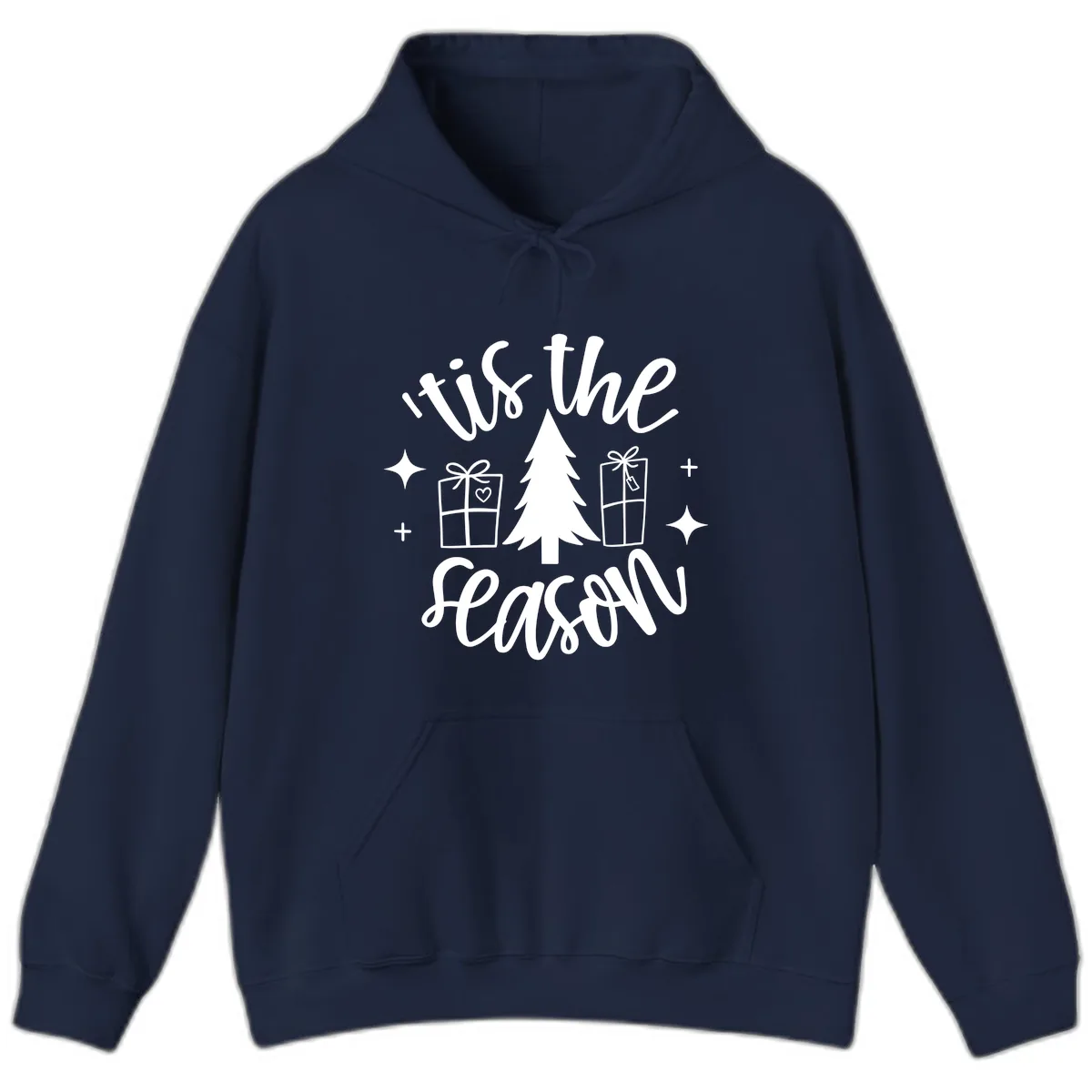 Tis The Season Holiday Gifts Hoodie in Navy