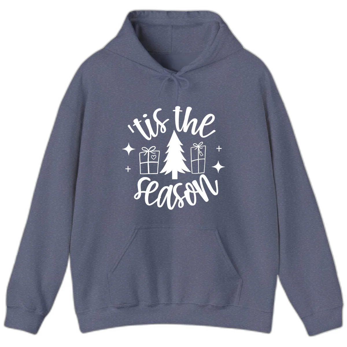 Tis The Season Holiday Gifts Hoodie in Heather Navy