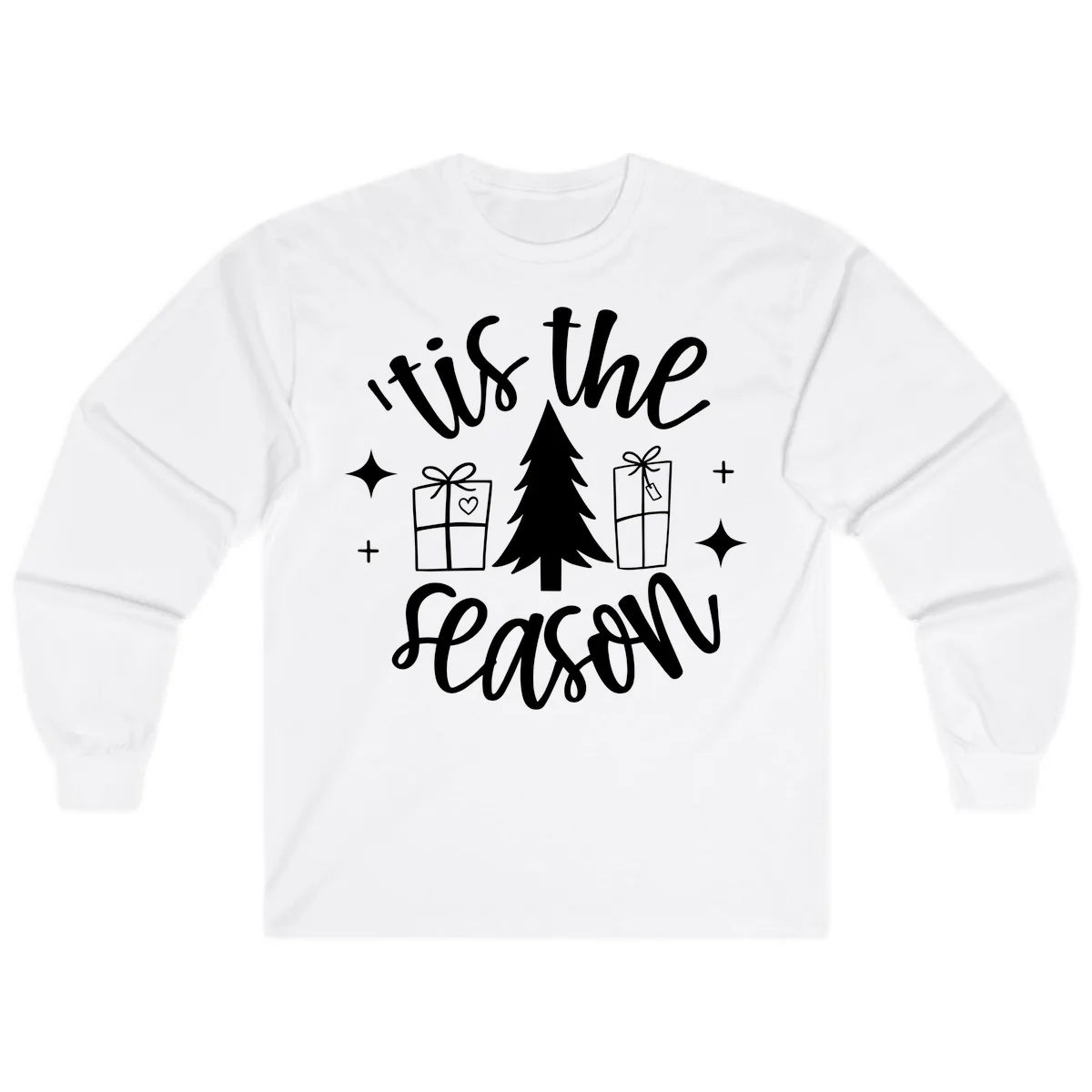 Tis The Season Holiday Gifts Long Sleeve in White