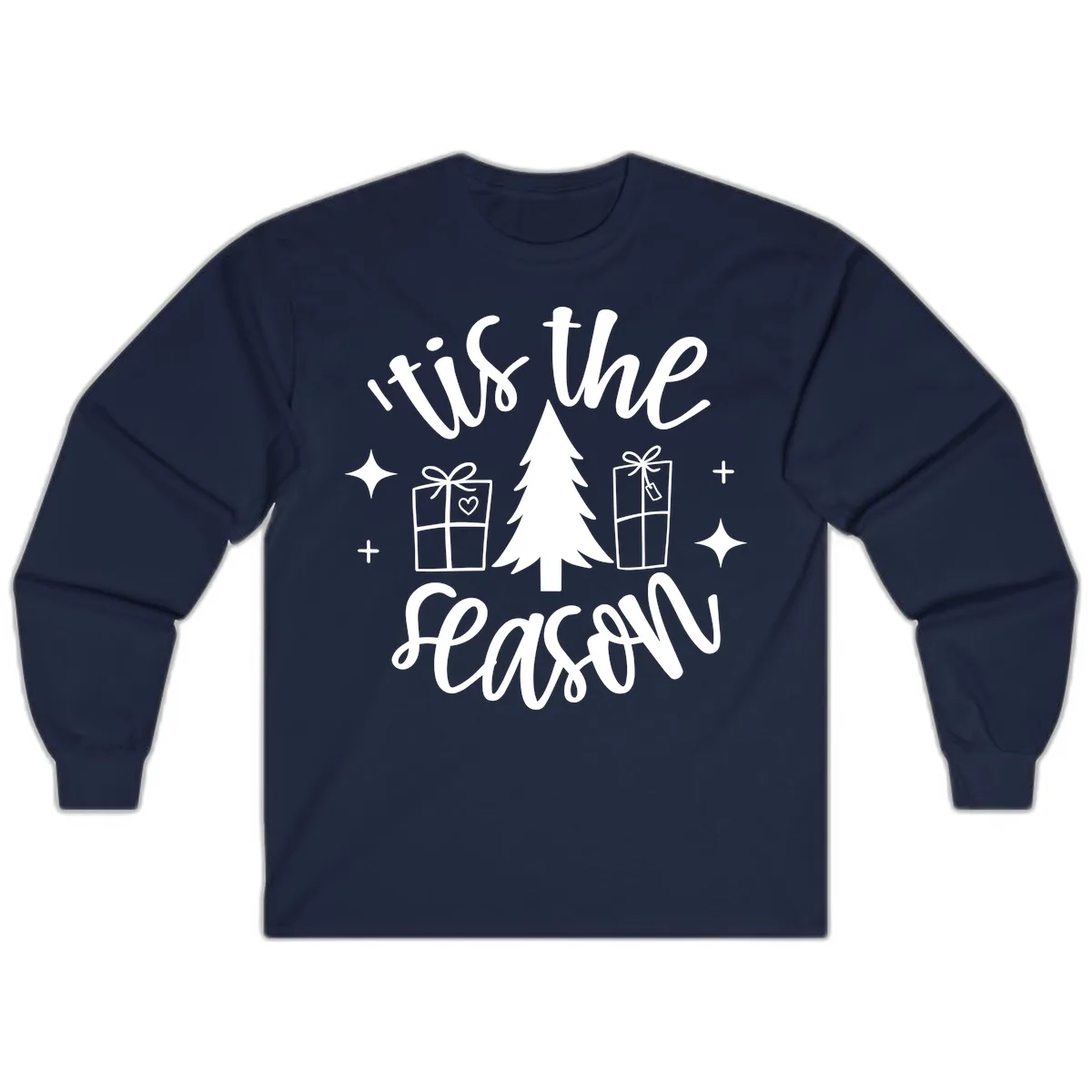 Tis The Season Holiday Gifts Long Sleeve in Navy
