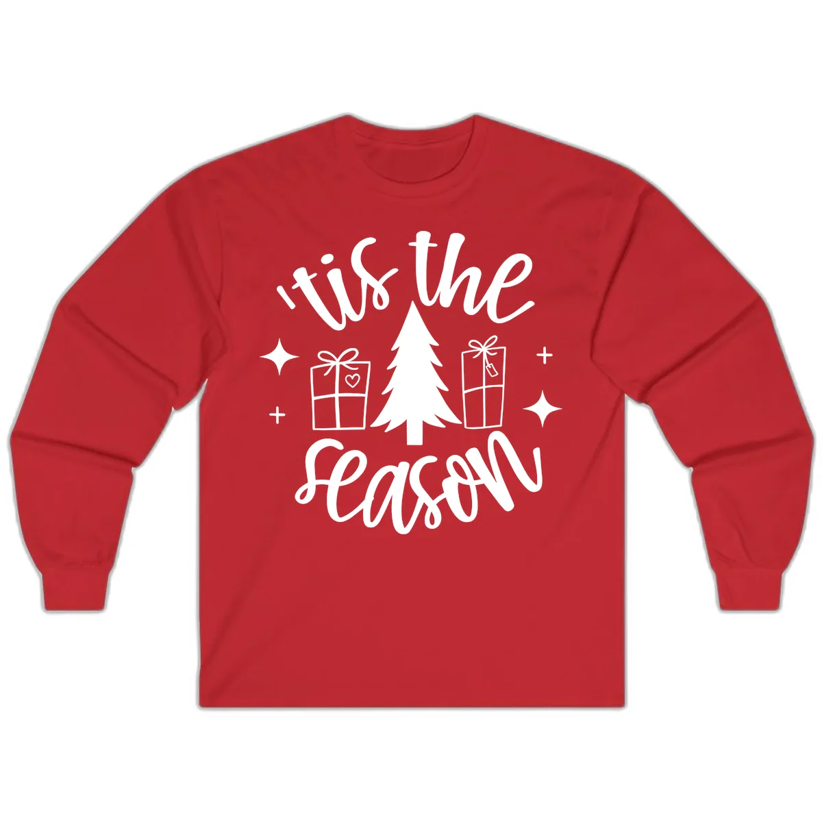 Tis The Season Holiday Gifts Long Sleeve in Red