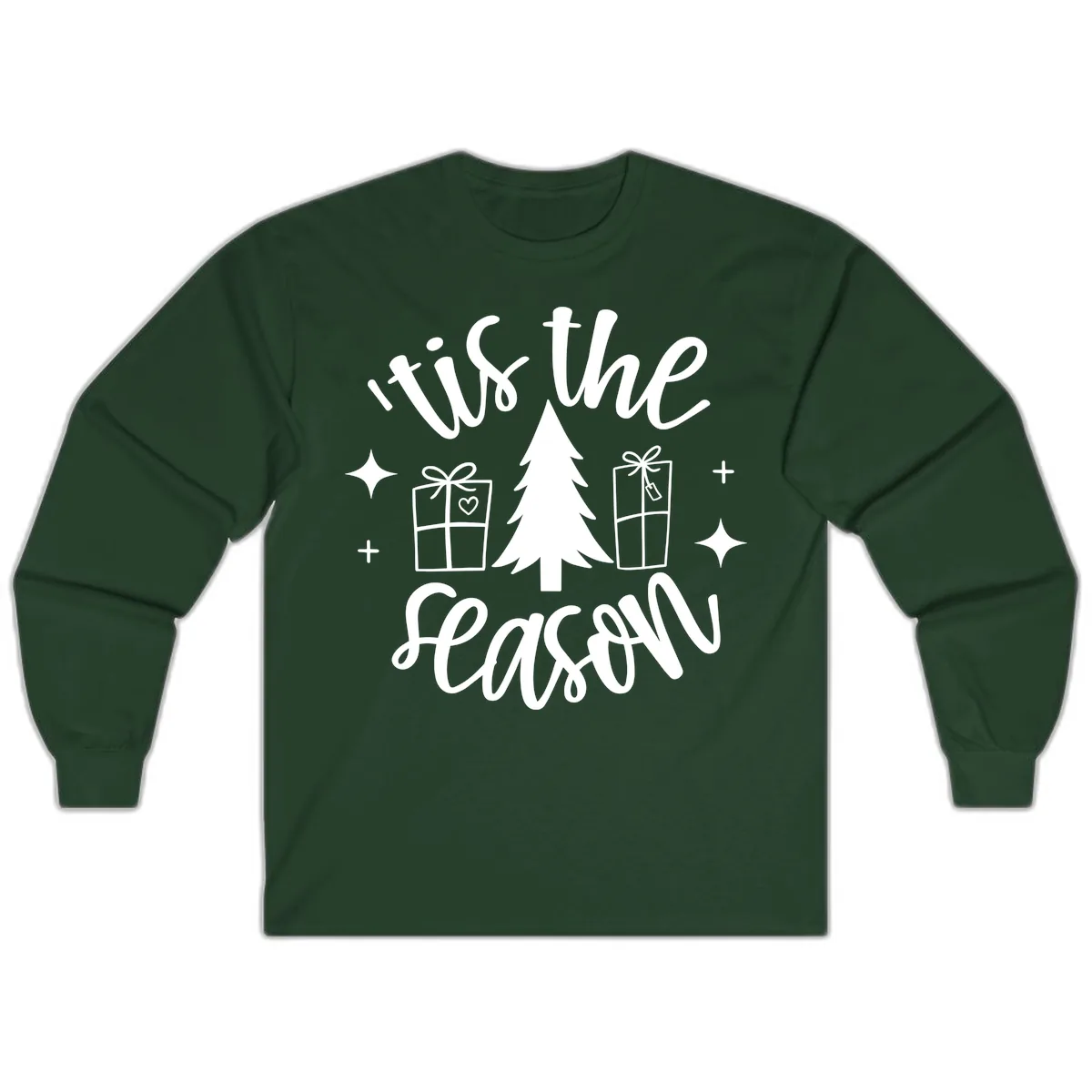 Tis The Season Holiday Gifts Long Sleeve in Forest Green