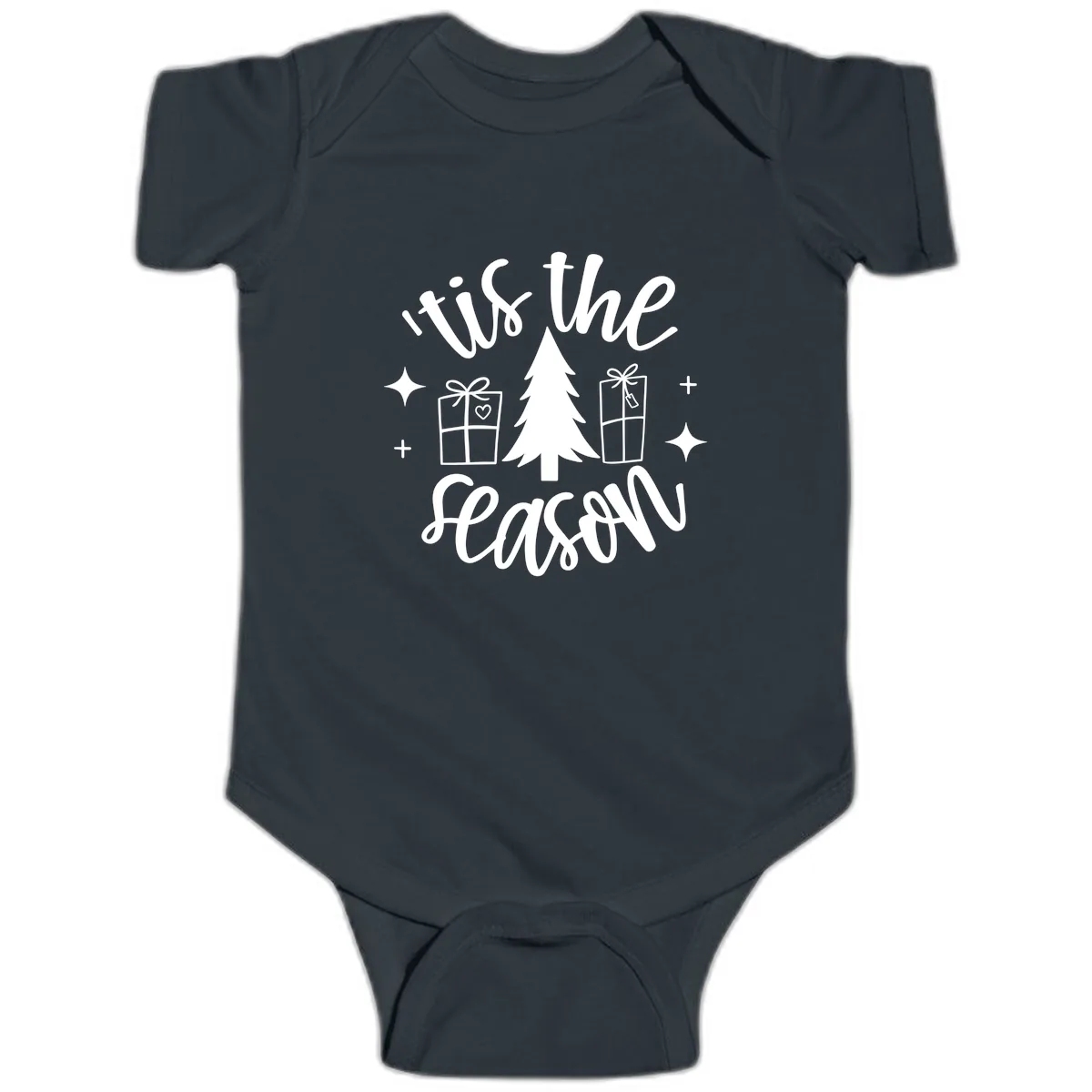 Tis The Season Holiday Gifts Baby Onesie in Black