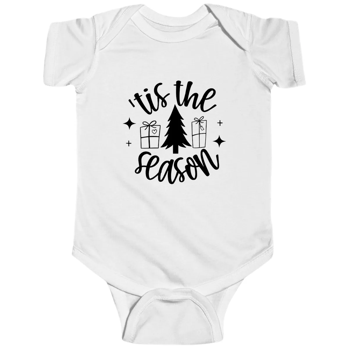 Tis The Season Holiday Gifts Baby Onesie in White