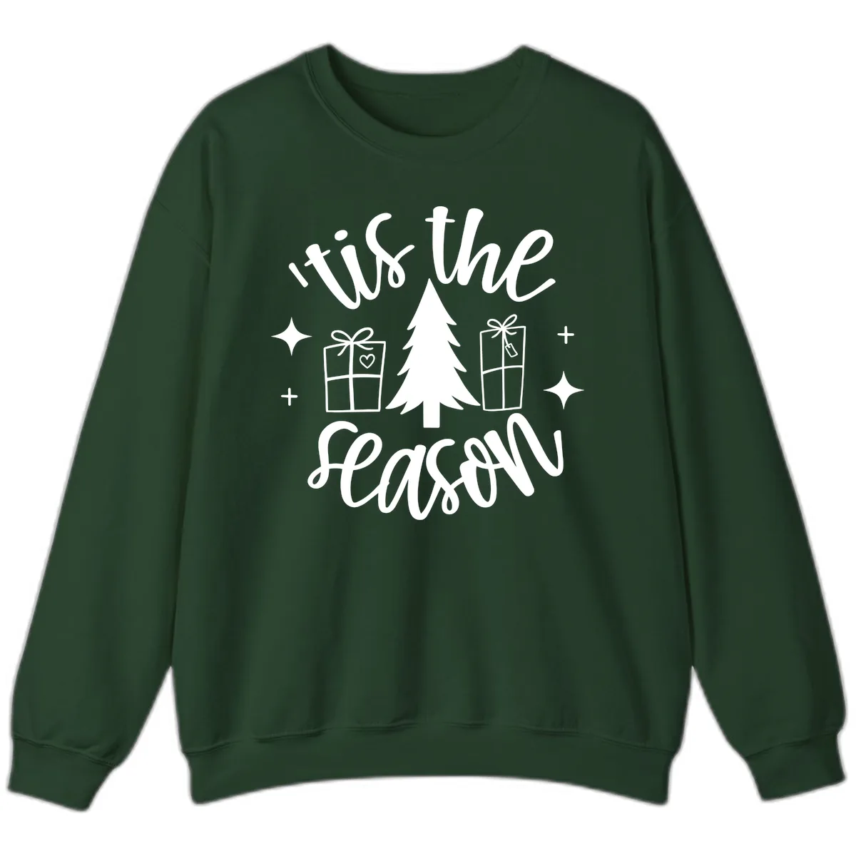Tis The Season Holiday Gifts Sweatshirt in Forest Green