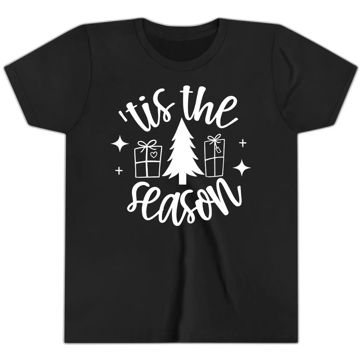 Tis The Season Holiday Gifts Youth T-Shirt in Black