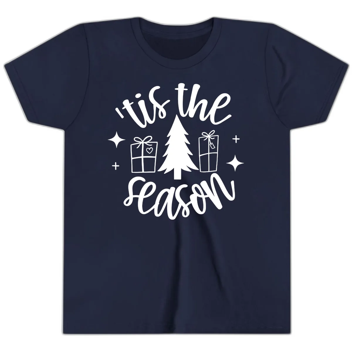 Tis The Season Holiday Gifts Youth T-Shirt in Navy