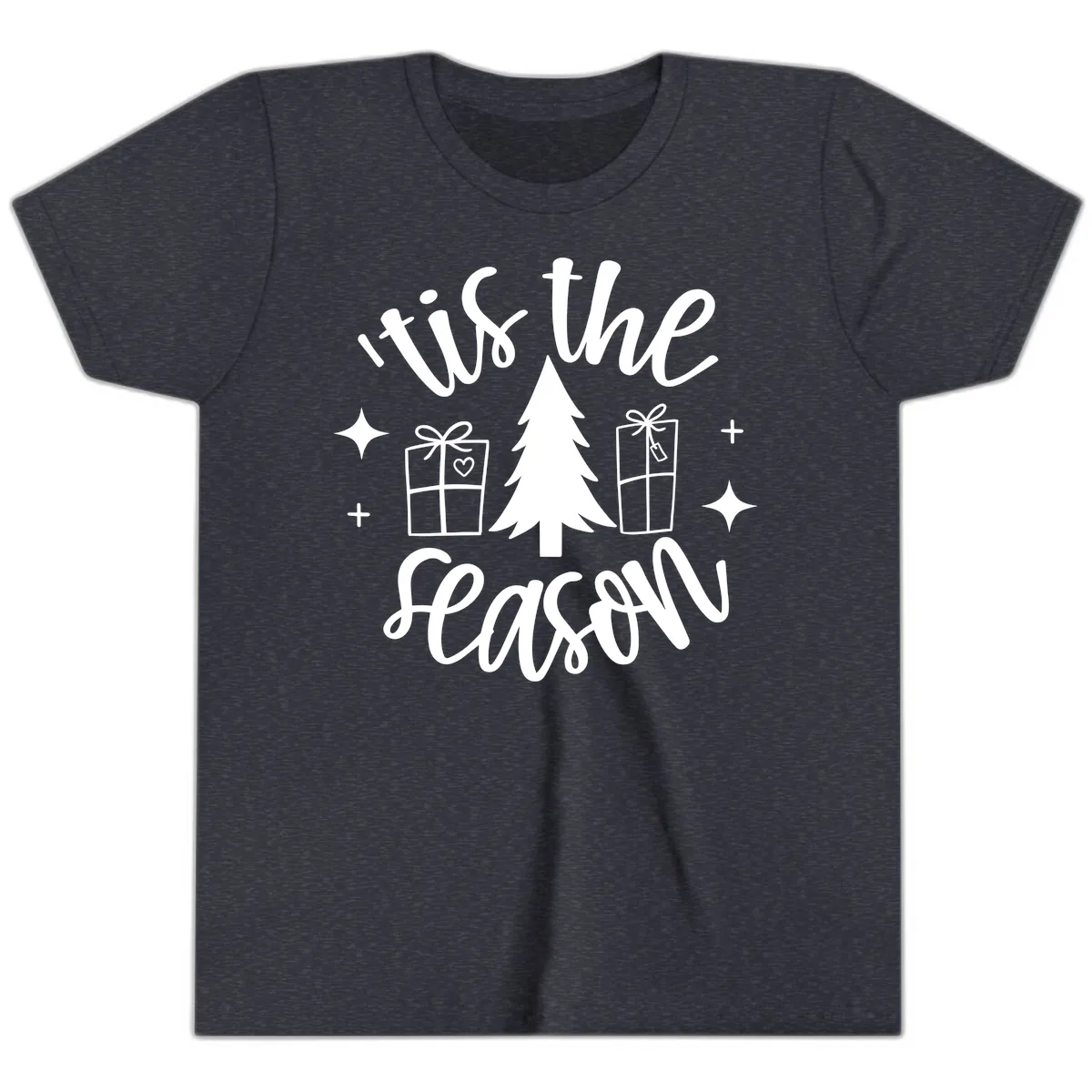Tis The Season Holiday Gifts Youth T-Shirt in Heather Navy