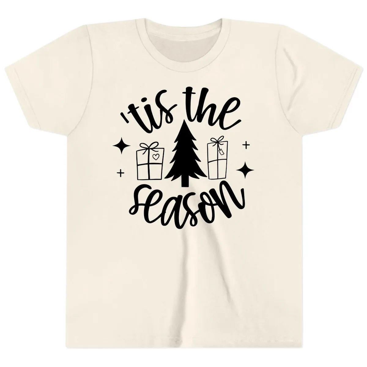 Tis The Season Holiday Gifts Youth T-Shirt in Natural
