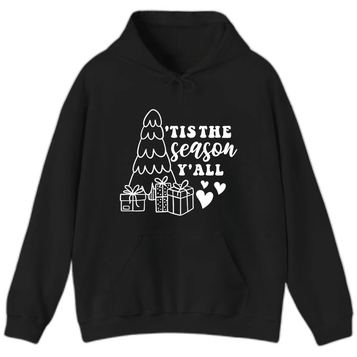 Tis The Season Y'all Holiday Design Hoodie in Black