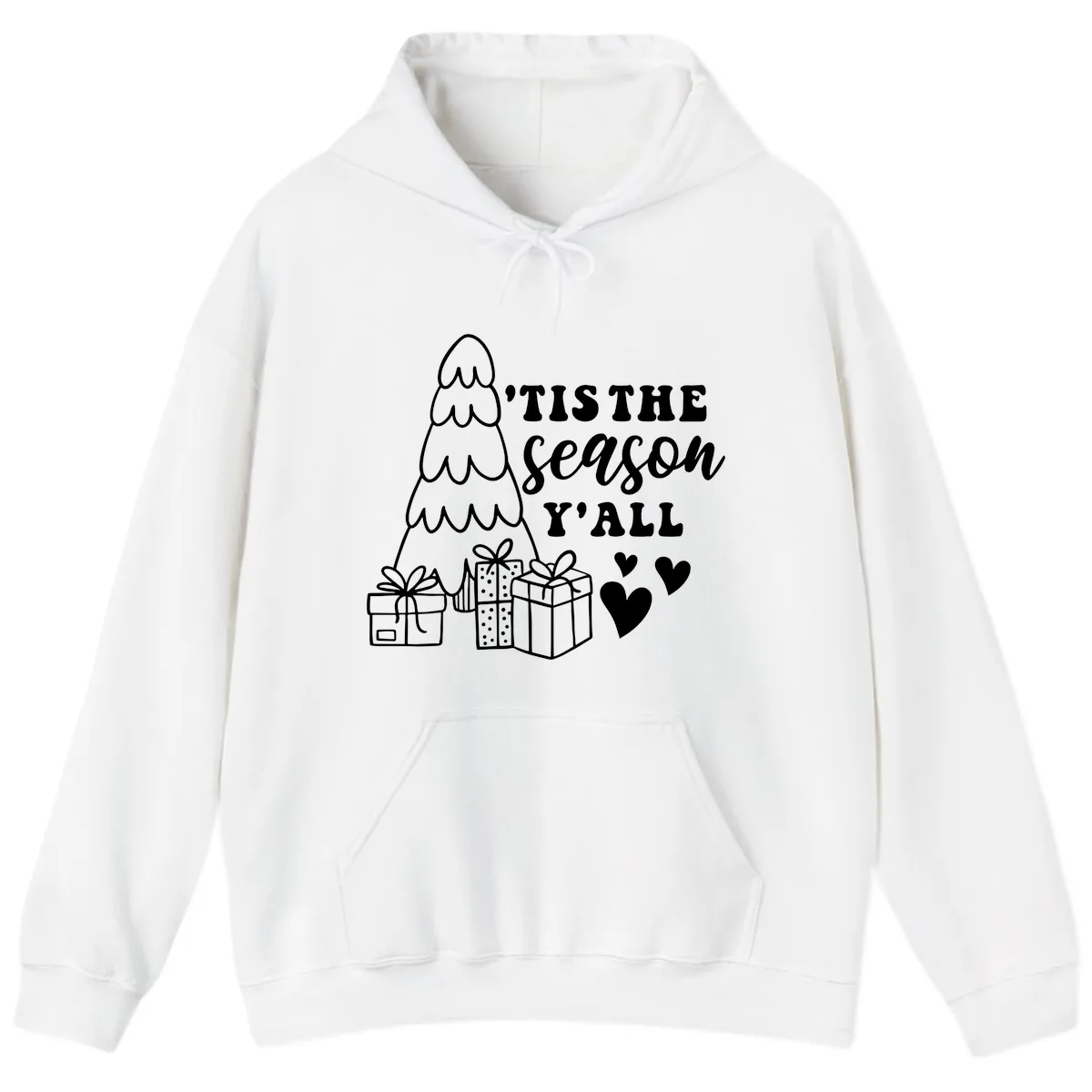 Tis The Season Y'all Holiday Design Hoodie in White