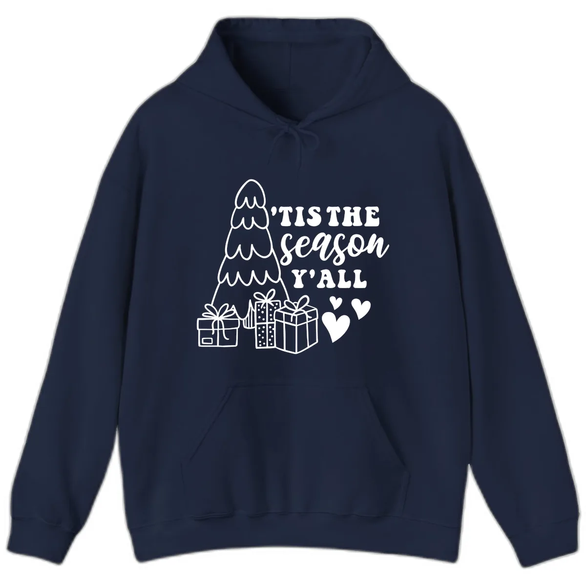 Tis The Season Y'all Holiday Design Hoodie in Navy