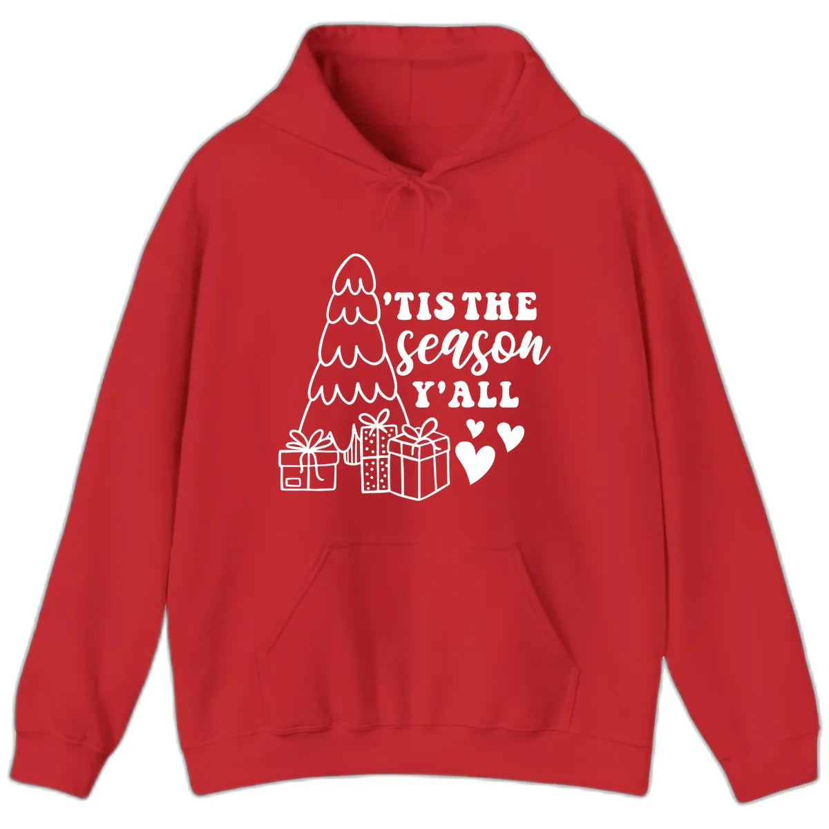 Tis The Season Y'all Holiday Design Hoodie in Red