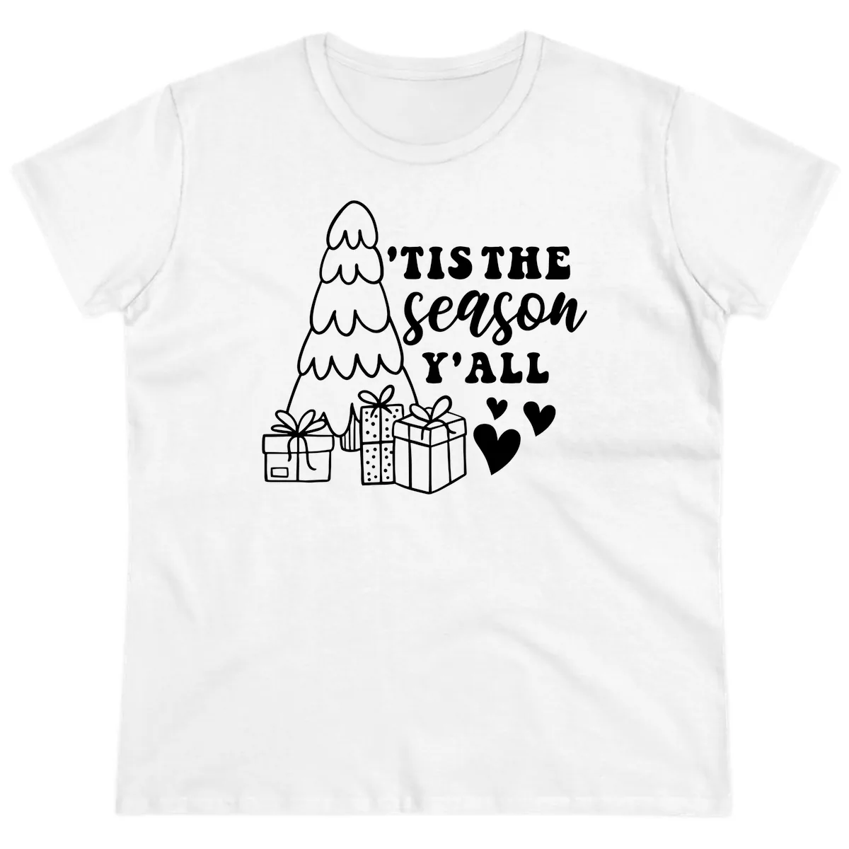 Tis The Season Y'all Holiday Design Ladies Tee in White
