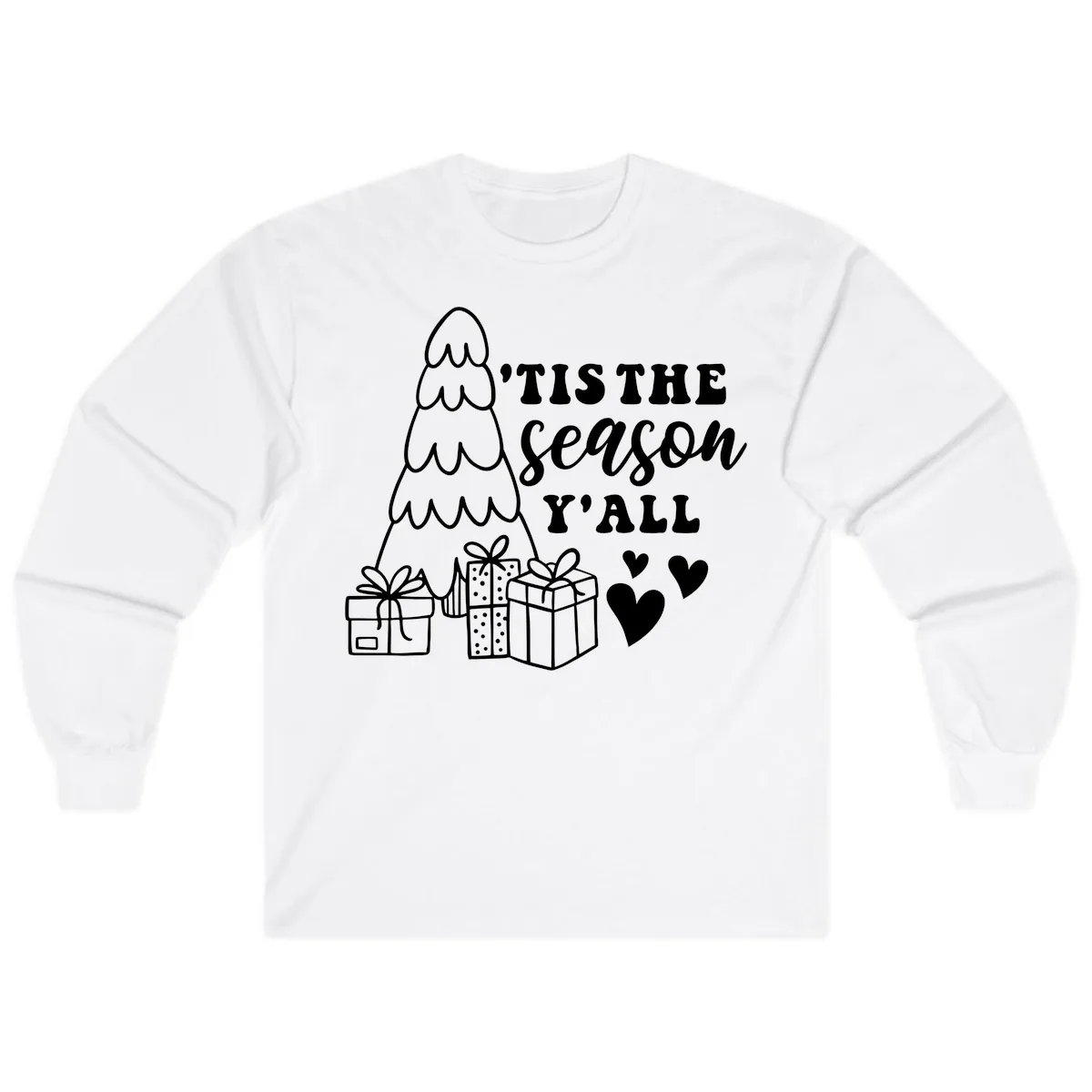 Tis The Season Y'all Holiday Design Long Sleeve in White