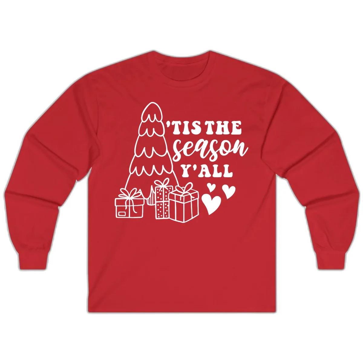Tis The Season Y'all Holiday Design Long Sleeve in Red