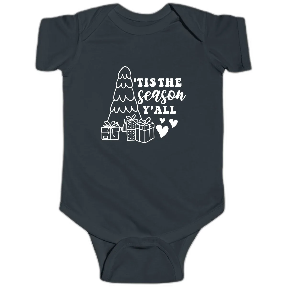Tis The Season Y'all Holiday Design Baby Onesie in Black