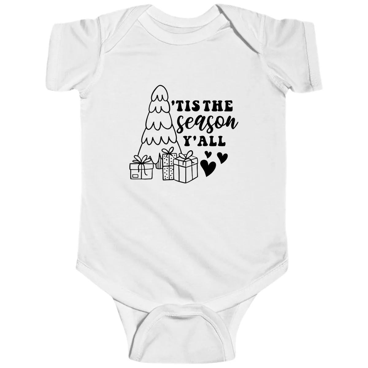 Tis The Season Y'all Holiday Design Baby Onesie in White