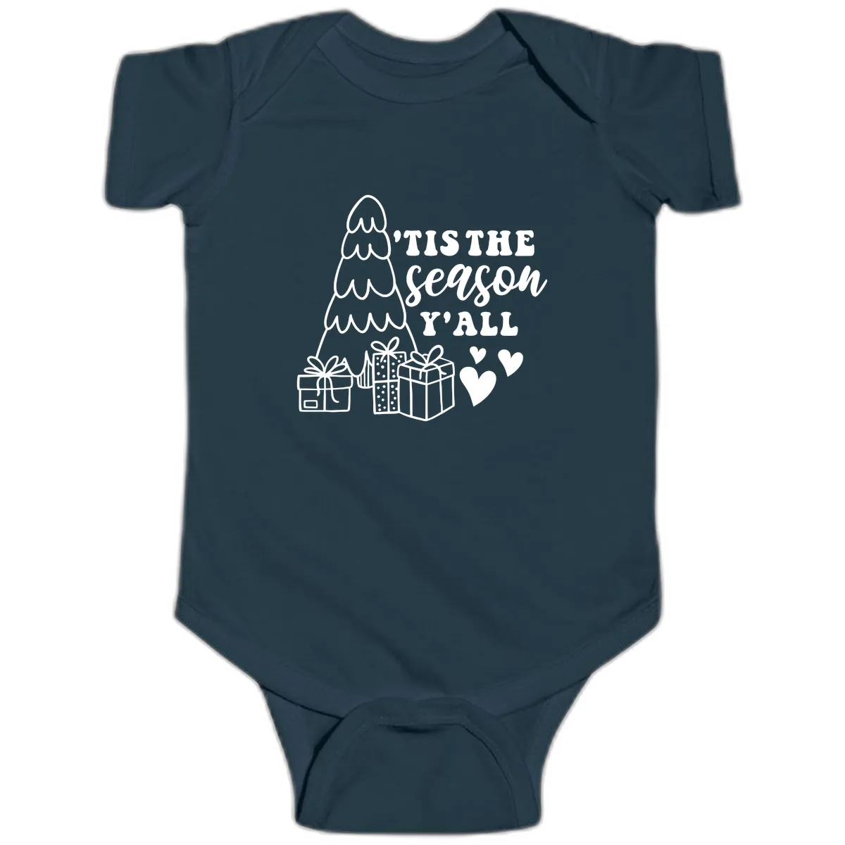 Tis The Season Y'all Holiday Design Baby Onesie in Navy